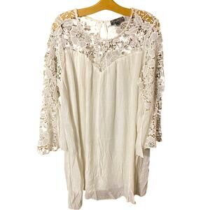 J. Gee Elegant White cream Lace Dress with bell sleeve boho 3X plus size